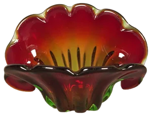 Vintage Red and Green Murano Glass Bowl