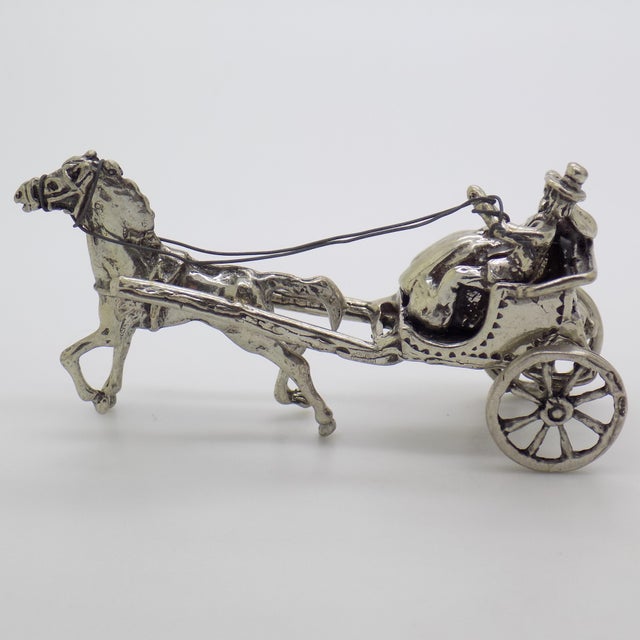Italian Vintage Italian Handmade Genuine Sterling Silver 925 Romantic Carriage Figurine For Sale - Image 3 of 11