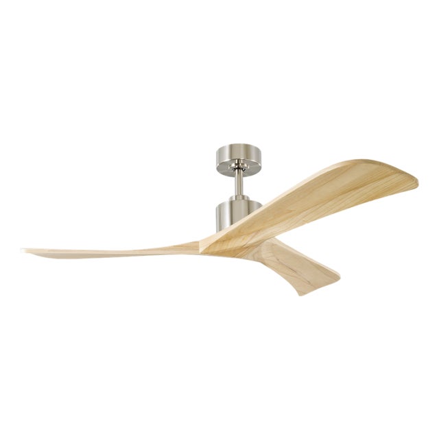 Linari Forester 52 Ceiling Fan - Brushed Steel With Natural Wood Blades For Sale