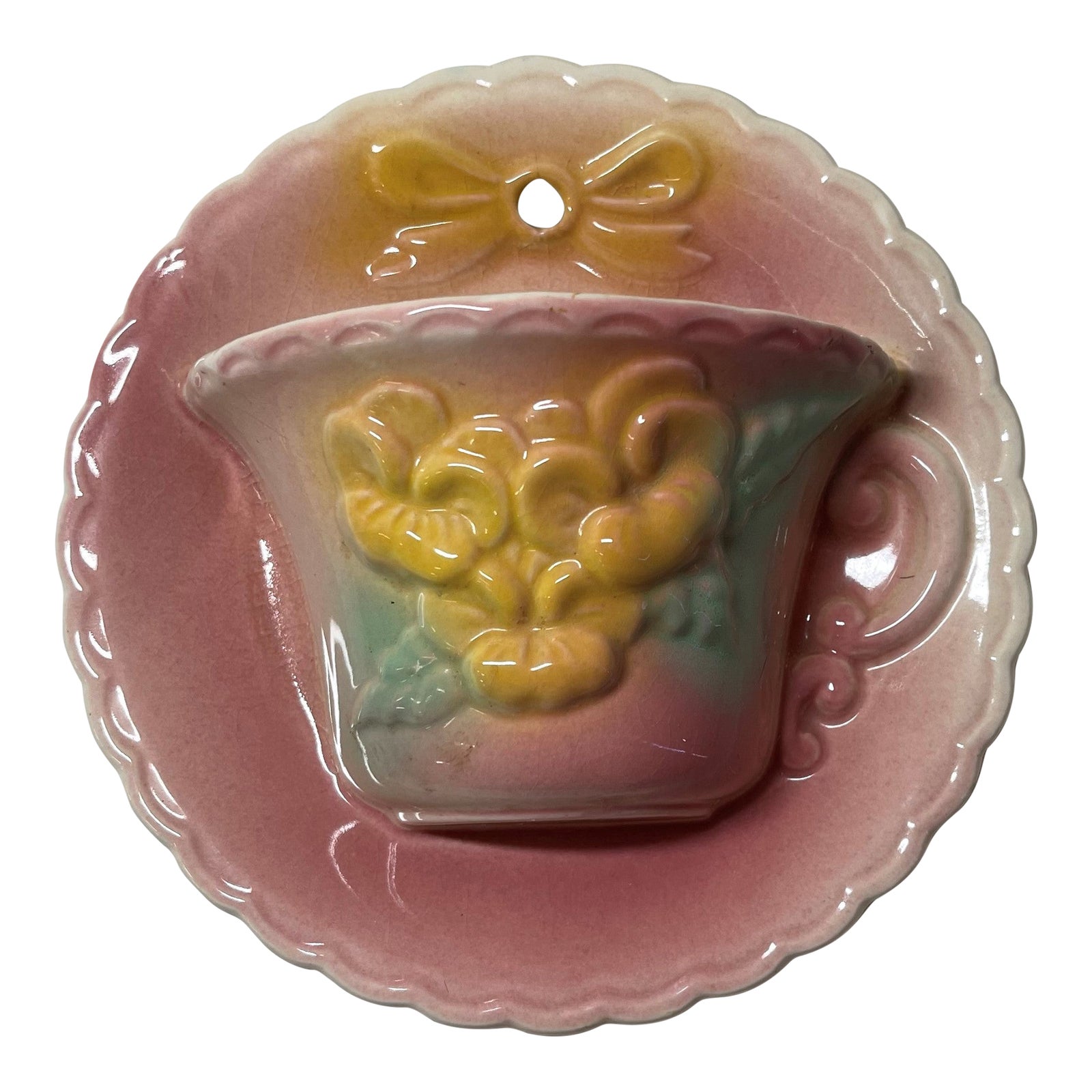 Vintage Hull Art Pottery Cup & Saucer Wall Pocket Vase Chairish