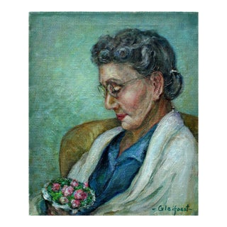 Mid Century Portrait -- Grandmother's Bouquet, Signed by Helen Enoch Gleiforst For Sale