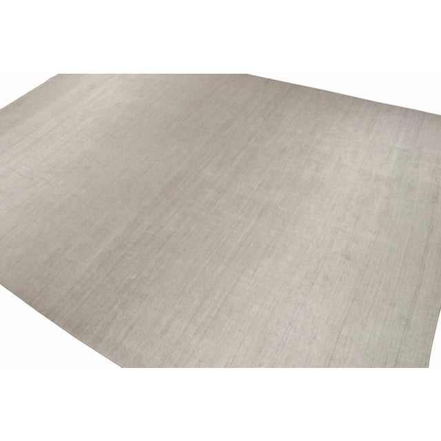 2010s 2010s Rug & Kilim’s Plain Modern Rug in Solid Silver-Gray Tone-on-Tone - 3x18 For Sale - Image 5 of 6