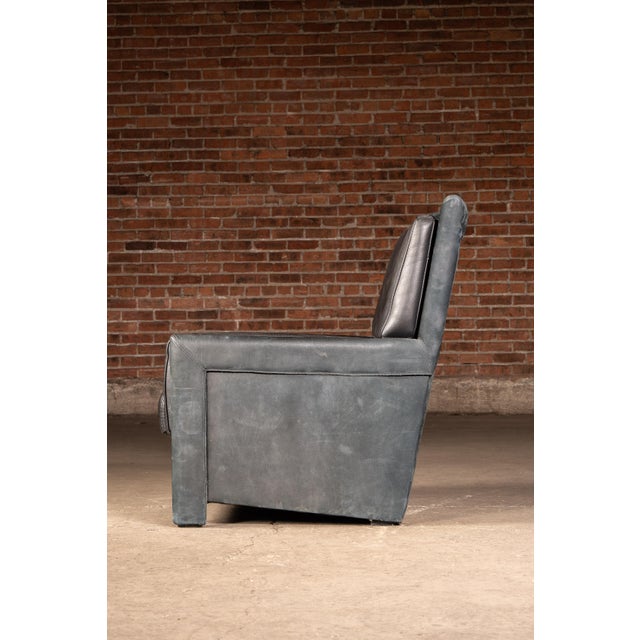 Contemporary Italian Leather Chair and Ottoman Set by Roche Bobois in Black For Sale In Chicago - Image 6 of 9