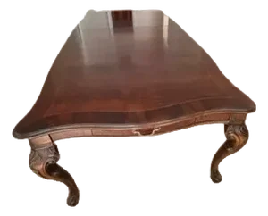 Vintage Henredon Carved Dining Table for 10 With 2 Silverware Drawers