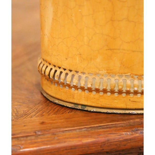 Mid-Century French Hand-Painted Floral Tole Waste Basket For Sale - Image 10 of 12
