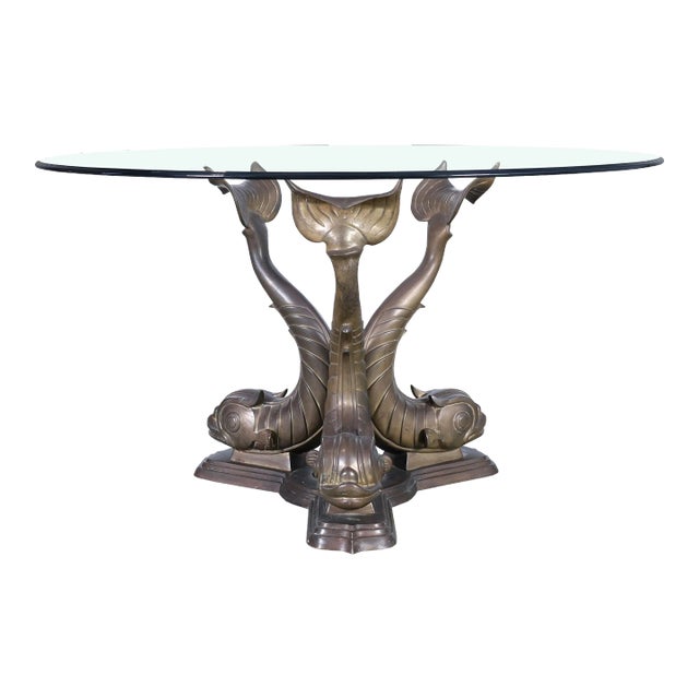 Vintage Italian Bronze Koi Fish Dining Table, 1970s For Sale