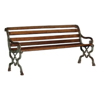 Vintage Indian Teakwood and Cast Iron Garden Bench For Sale