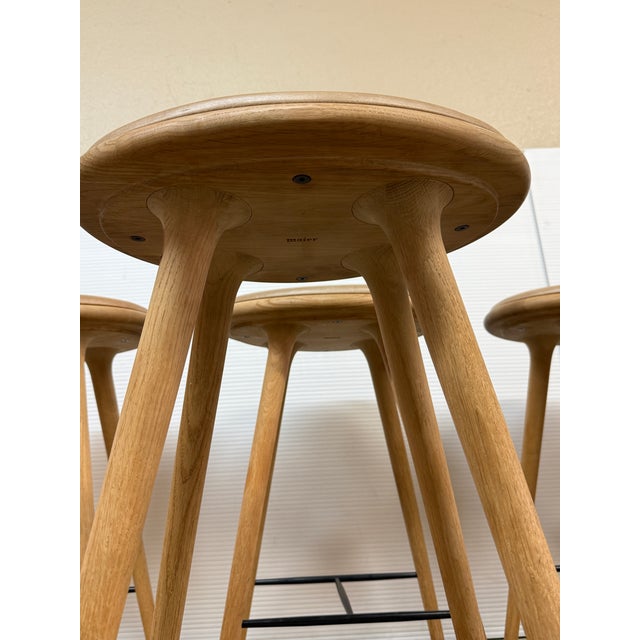 Space Copenhagen for Mater Soaped Oak Wood Counter Stools, Set of Four For Sale - Image 9 of 12