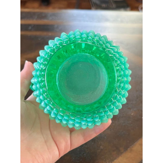 Vintage Fenton Hobnail Uranium Glass Pitcher For Sale In New York - Image 6 of 9