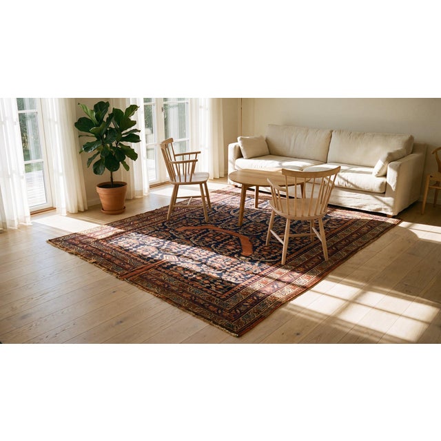 1900s Navy Paisley Tribal Antique Persian Afshar Saddle Rug 3'2" X 3'4" Knotted Wool Carpet For Sale - Image 13 of 15