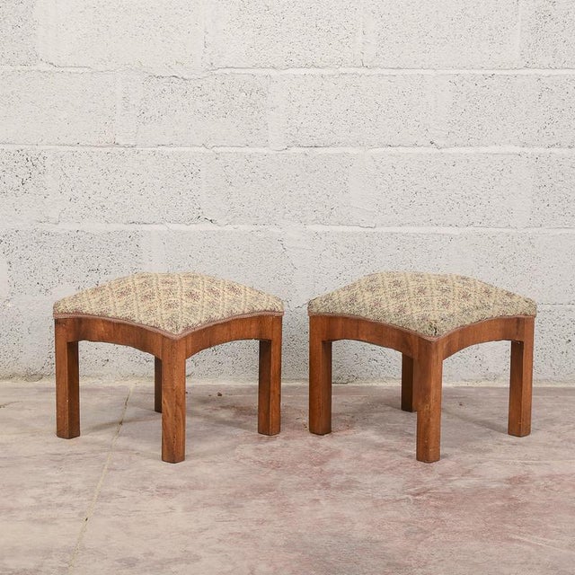 Art Deco Stools in Walnut, Set of 2 For Sale - Image 6 of 13