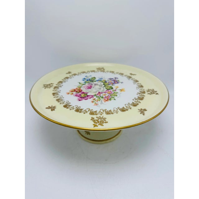 Vintage French Cake Plate, Hand Painted For Sale - Image 4 of 6