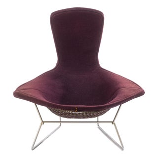 Vintage Harry Bertoia for Knoll Bird Lounge Chair With Purple Fabric Upholstery For Sale
