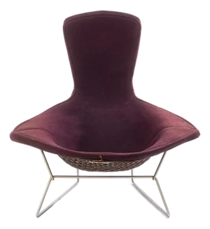 Vintage Harry Bertoia for Knoll Bird Lounge Chair With Purple Fabric Upholstery