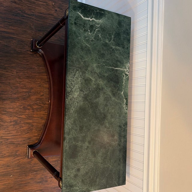 1980s Bombay Co. Neoclassical Empire Style Mahogany Marble Top Console Table. For Sale - Image 4 of 6