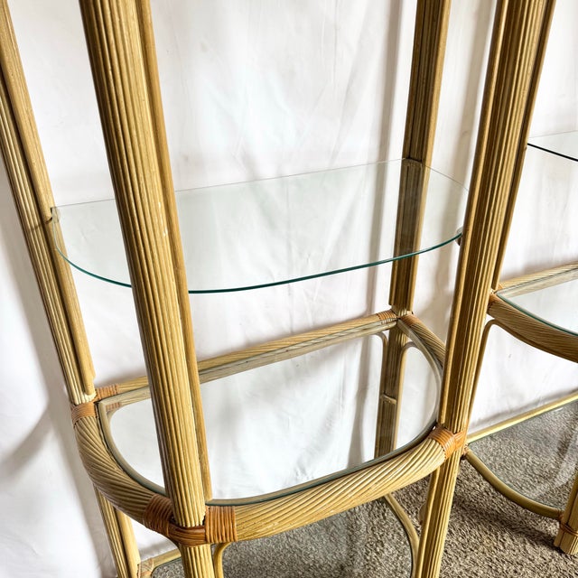 Wood Boho Chic Pencil Reed Etageres - A Pair For Sale - Image 7 of 11