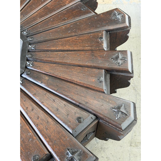 Monumental 1960s Spanish Colonial Sunburst Brazier Table & Wrought Iron Mounts For Sale - Image 6 of 16