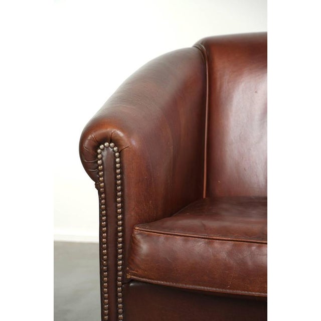 English Sheepskin Club Armchair with Decorative Nails For Sale - Image 10 of 14