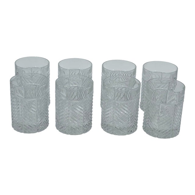 Ralph Lauren Herringbone Double Old Fashioned Whiskey Glasses - Set of 8 For Sale