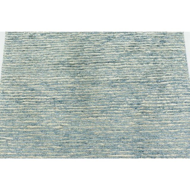 Modern Cut Pile Hand-Knotted Wool Runner – Serene Blue Striations by Doris Leslie Blau Size: 3'1" × 7'0" (93 × 213 cm)....