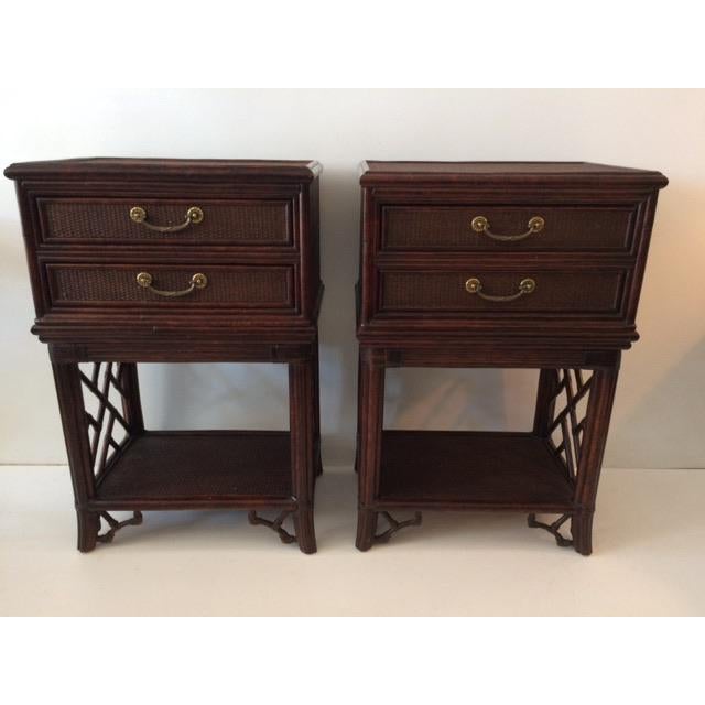 1980s Traditional Bamboo Raffia Nightstands a Pair Chairish