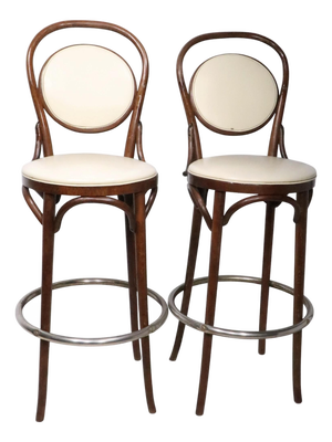 Pr. Bar Height Bentwood Stools by L & B Products Corp. After Thonet C 1981