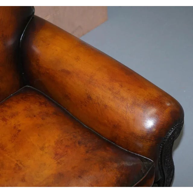 Brown Leather Two Seat Sofa For Sale - Image 9 of 18