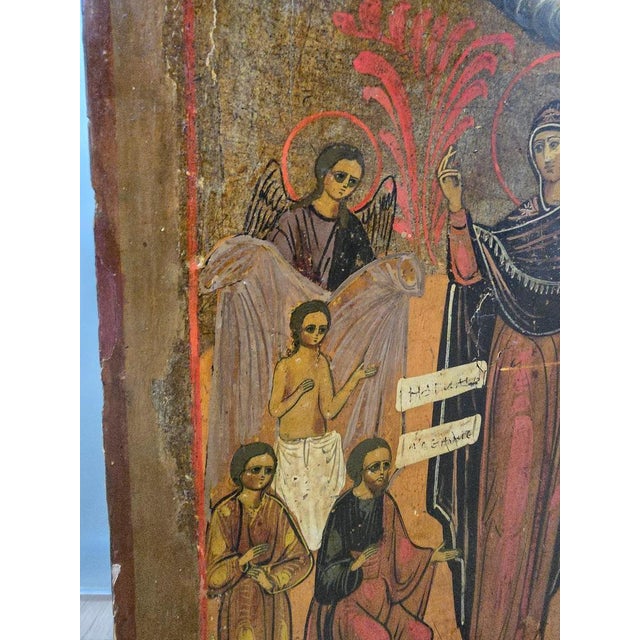 Brown Antique Orthodox Icon, 1860 For Sale - Image 8 of 17