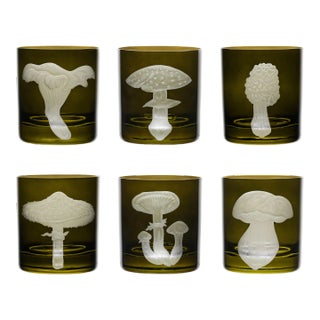 ARTEL Mushrooms Collection Double Old Fashioned Glass in Moss - Set of 6 For Sale