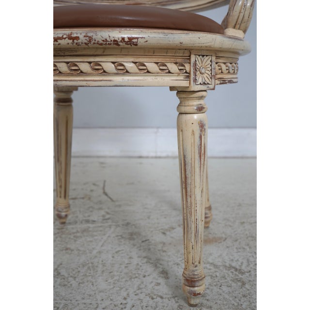 French Louis XV Cane Back Painted Vanity Stool For Sale - Image 9 of 18