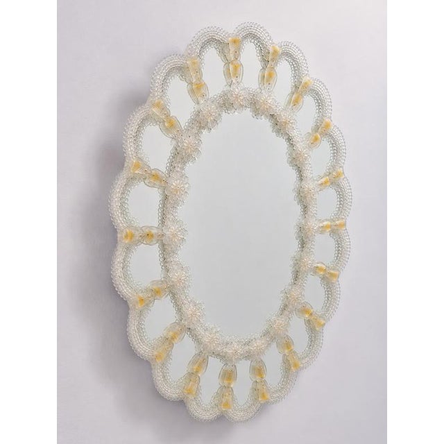 Vintage Venetian Oval Shaped Mirror, 1960 For Sale - Image 10 of 12