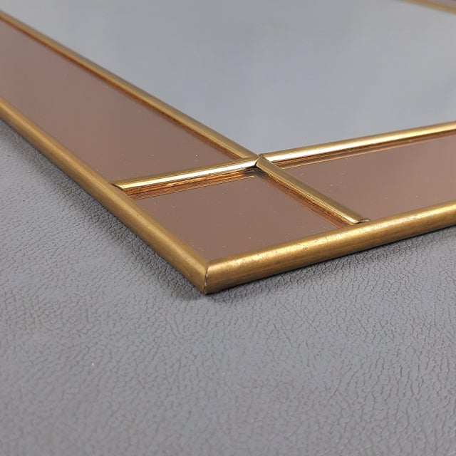 1960s Rectangular Wall Mirror with Bronze-Colored Glass and Brass Profiles, 1960s For Sale - Image 5 of 11