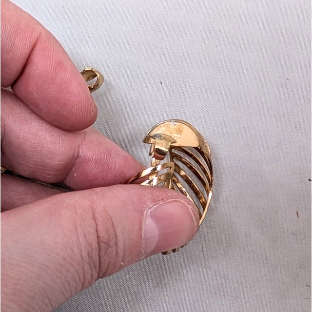 Vintage 1968 Signed Napier Goldtone Slatted Hoop Clip Earrings, Vogue Ad Piece-2 Pieces For Sale - Image 9 of 11