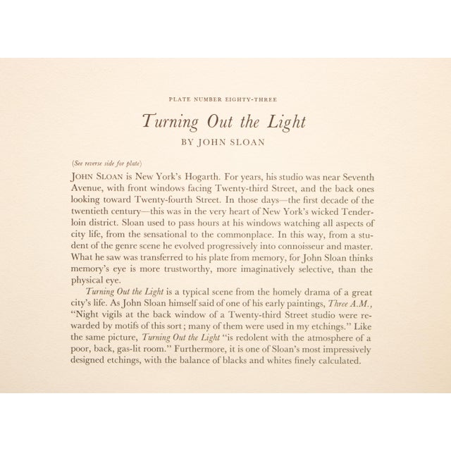 1939 After John Sloan "Turning Out the Light", First Edition Period Offset Lithograph For Sale In Dallas - Image 6 of 8