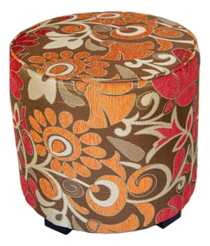 Moroccan Pouf Upholstered Stool in Bold Colorful Floral Fabric