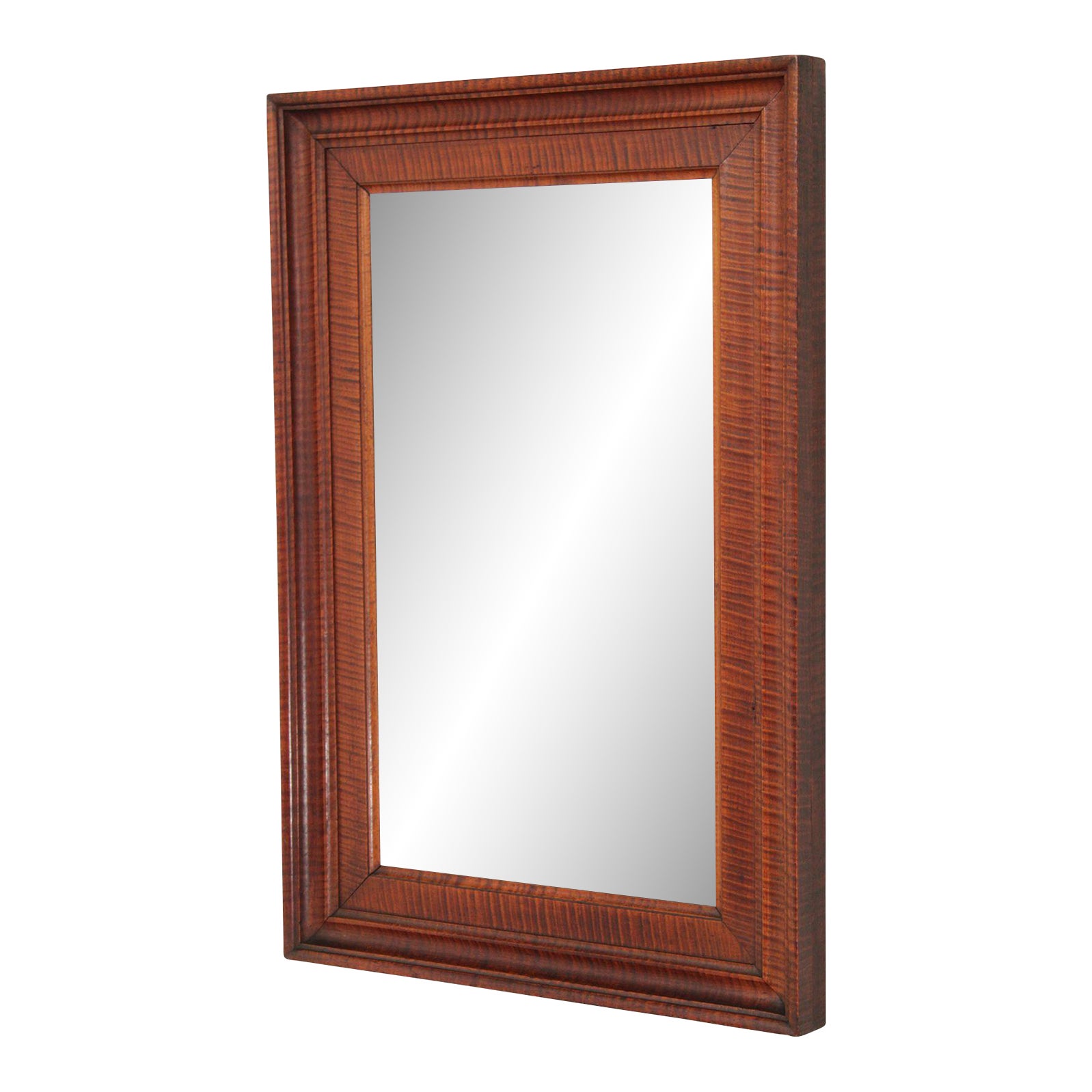 Antique Carved Tiger Maple Wall Mirror | Chairish