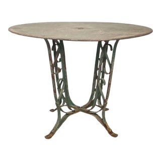 Art Deco French Wrought Iron Garden Table For Sale