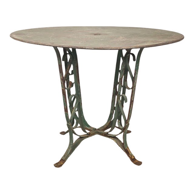 Art Deco French Wrought Iron Garden Table For Sale