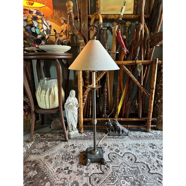 Silver Vintage Modern Brutalist Contemporary Dimmable Buffet Lamp For Sale - Image 8 of 10