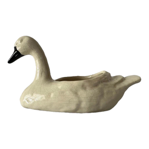 Vintage Mid 20th Century White Swan Ceramic Planter