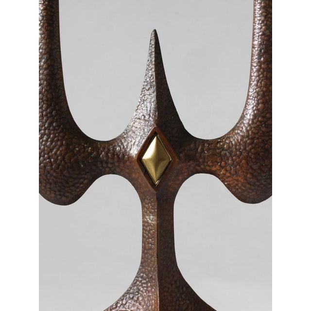 Brutalist Sculptural Bronze Candleholder, 1970s, in Very Good conditions. Designed 1970 to 1979