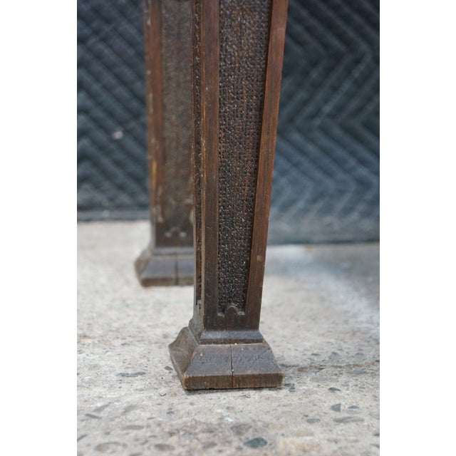 Brown Antique Victorian English Tudor Oak Foyer Hall Entry Piano Bench 48" For Sale - Image 8 of 17