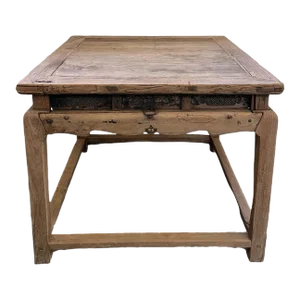 Mid 18th Century Antique Chinese Square Dining Table With 1 Drawer