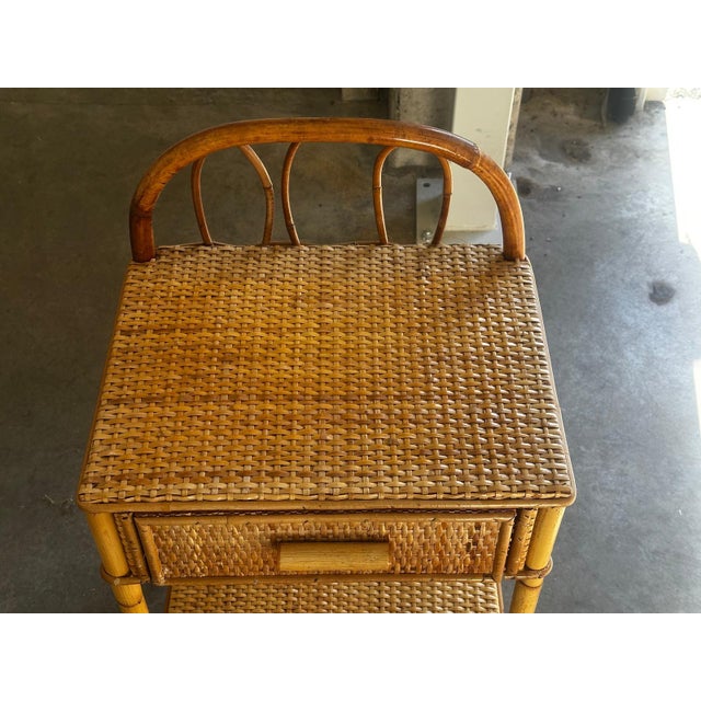 Vintage Bedside Tables in Rattan and Woven Wicker, Italy, 1970s, Set of 2 For Sale - Image 10 of 18