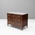 French mahogany three drawer commode on tapered legs with original brass fittings and marble top. Circa 1850.