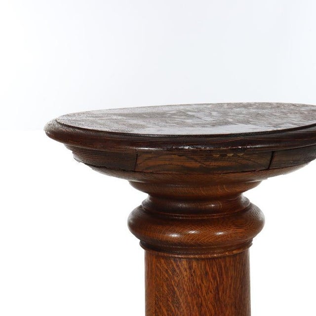 Brown Antique Rj Horner Classical Oak Sculpture Stand C1900 For Sale - Image 8 of 10