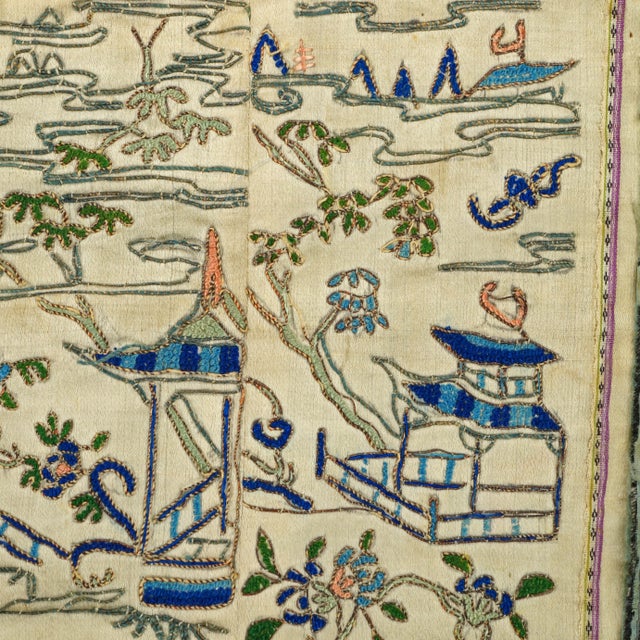 Chinese Chinese Embroidered Silk Sleeve Panels Beauties in Garden Late Qing For Sale - Image 3 of 9