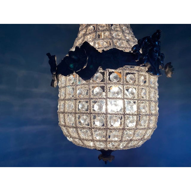 1960s French Louis XVI Bronze Charcoal Chandeliers Pair For Sale - Image 16 of 18
