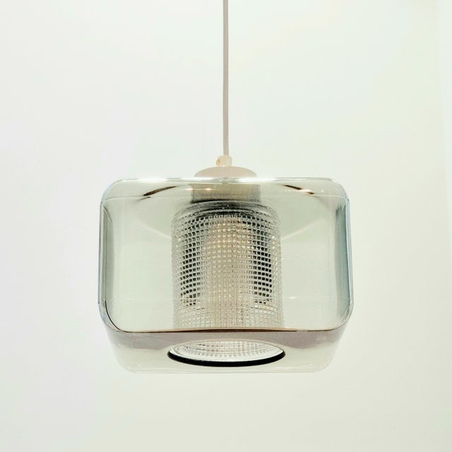 Stunning Scandinavian mid-century modern glass pendant/ceiling light by Carl Fagerlund for Orrefors (Sweden, 1960s). Light...