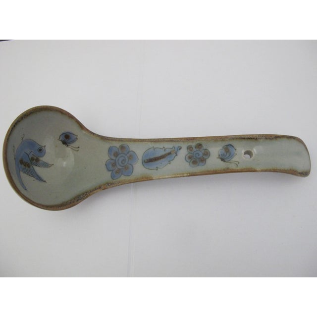 Ken Edwards Tonala Mexican pottery large serving spoon or ladle. Hand crafted in Tonala, Jalisco, Mexico, this stoneware...